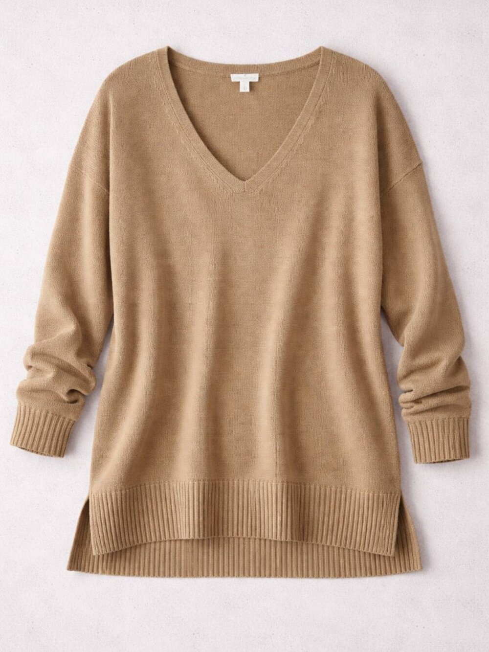 NWT Cupshe Women's V-Neck Oversized Sweater Tan Beige Size Small